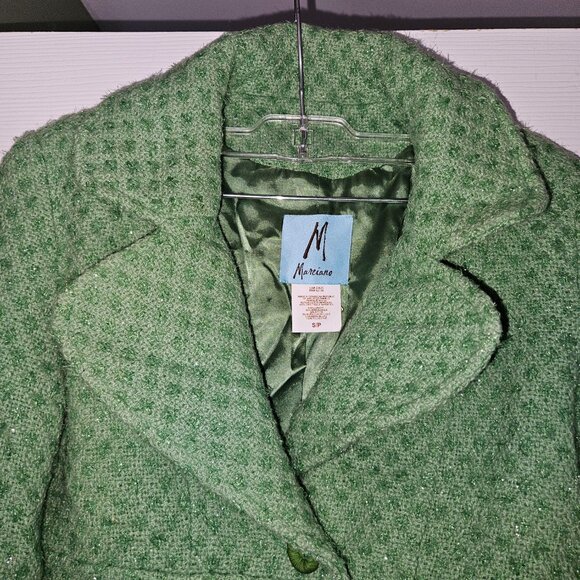 Marciano S/P Wool Blend Green Metallic Tweed Blazer Jacket - Picture 2 of 15